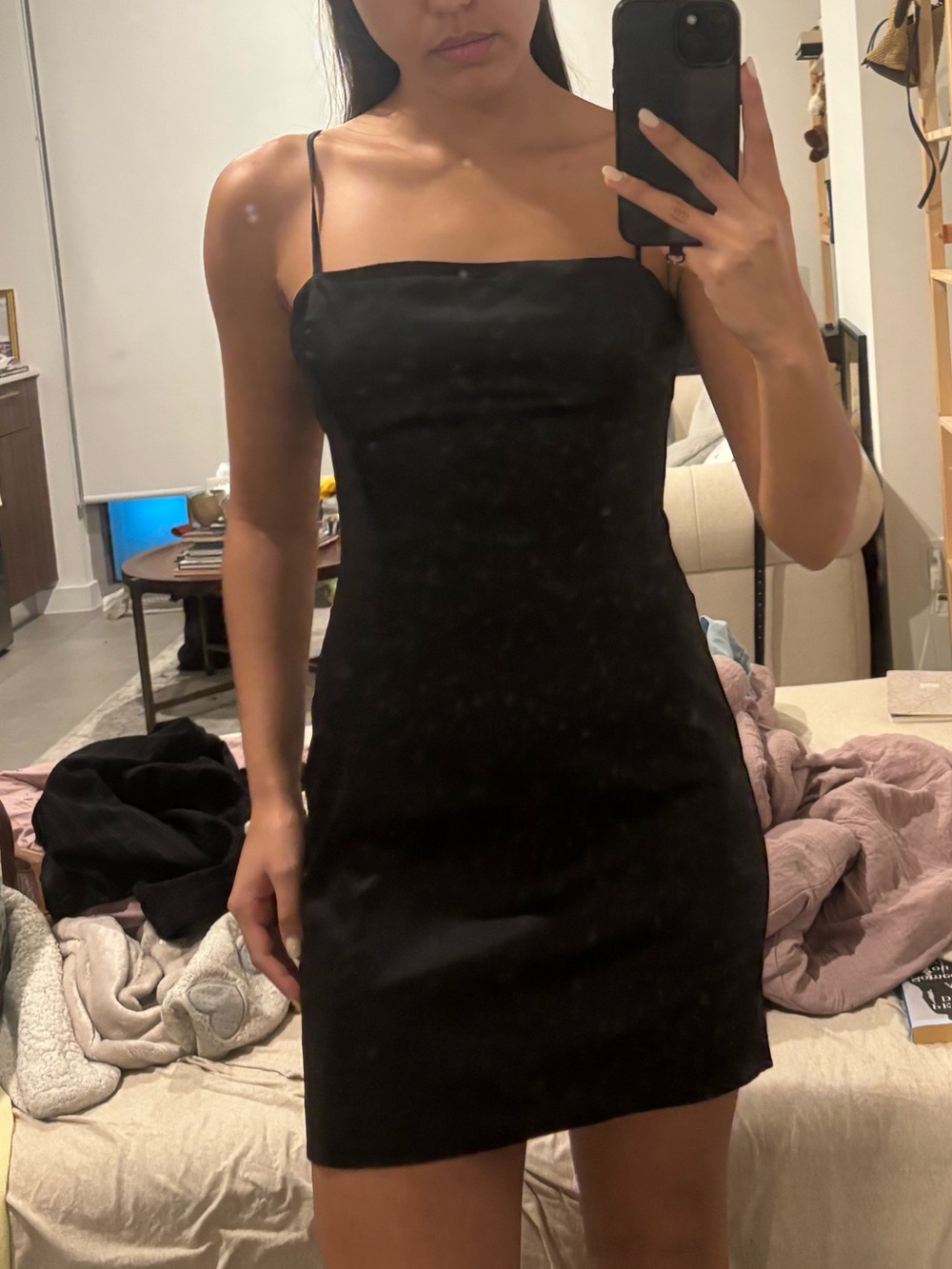 Aritzia black Satin Slip Mini Dress
